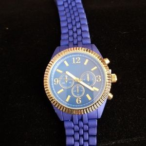 Powder Coat Dark Blue  Chain Link Quartz Watch